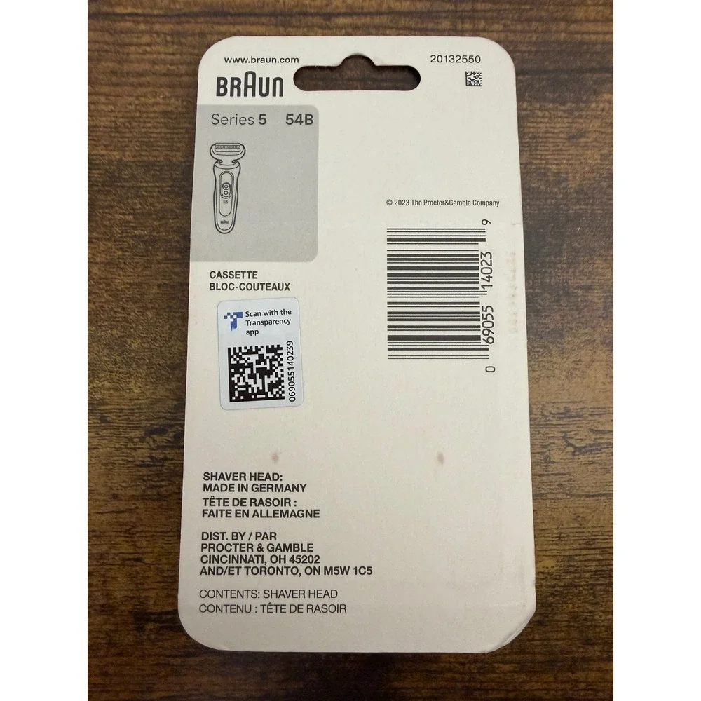 Braun Series 5 54B Replacement Shaver Head Foil and Cutter Cassette Silver NEW